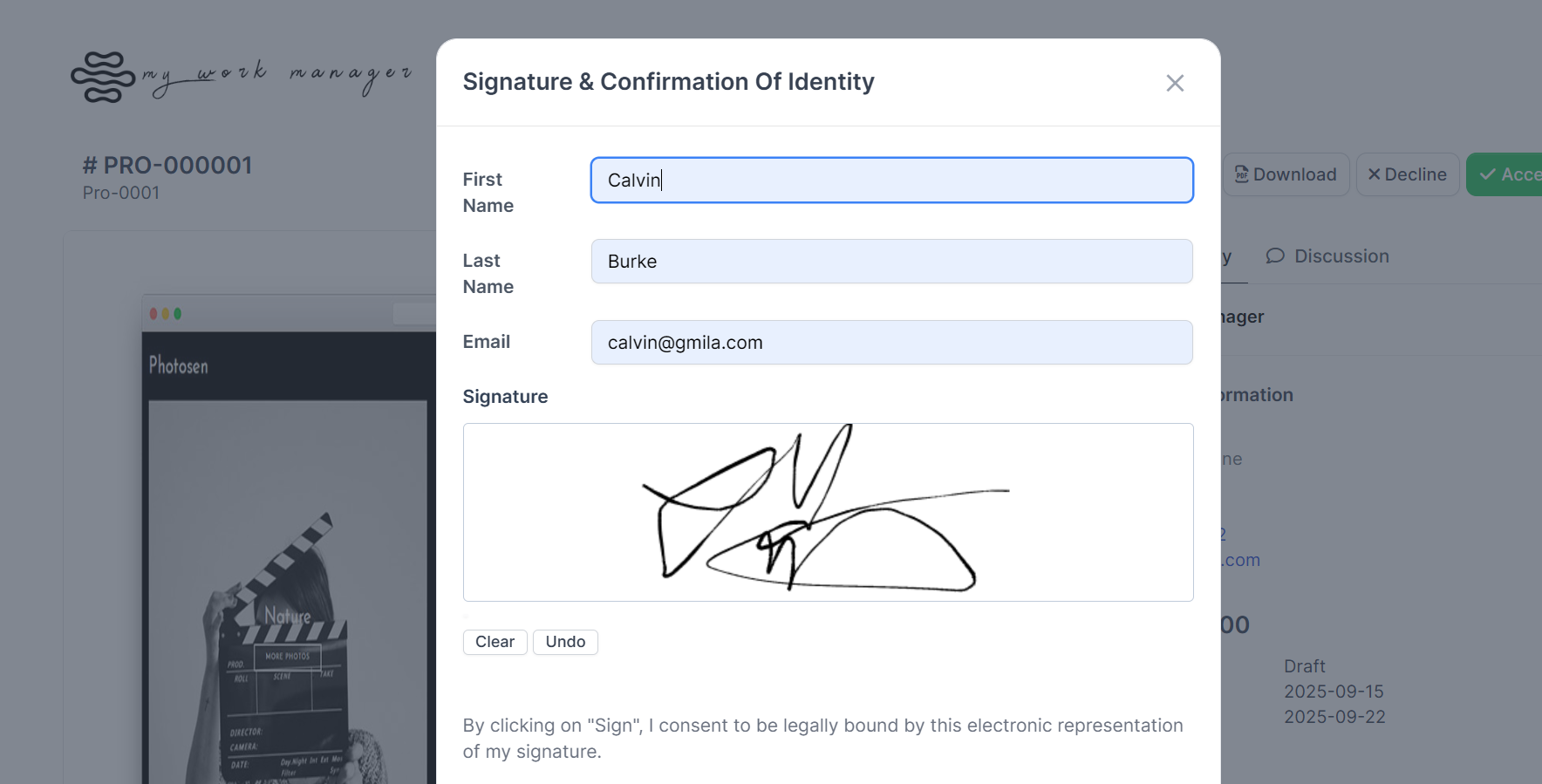 E-Signature Screenshot
